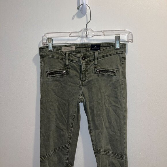 Adriano Goldschmied The Moto Legging Zipper Olive Green Jeans Size 24R 2 - Picture 6 of 9